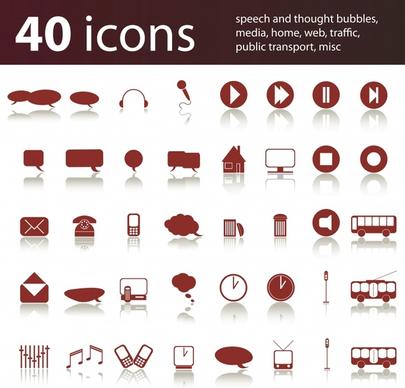 ui icons collection simple flat shapes ornament