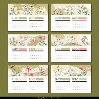 desk calendar 2023 template elegant classic natural flowers decor