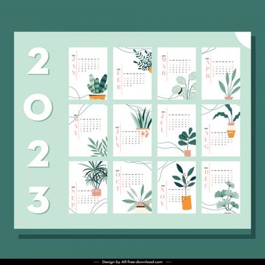 desk calendar 2023 template elegant classical houseplant decor