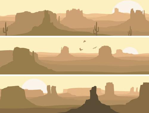 desolate desert banners vector