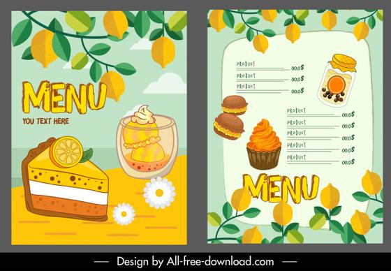 dessert menu template colorful classic handdrawn decor