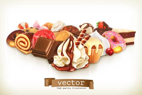 dessert with cake vector background art