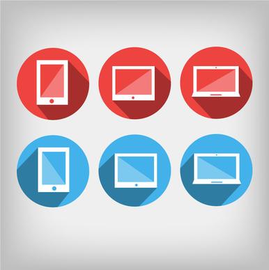 digital appliances vector design on round icons