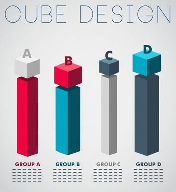 diagram chart background colorful 3d cubic column design