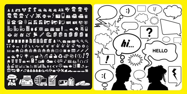 dialogue with simple icons vector