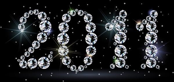 2011 new year banner sparkling gemstones numbers decor