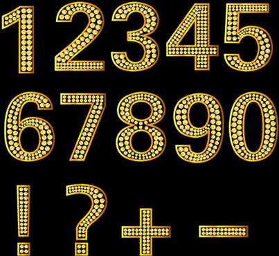 diamond and golden number with symbol vector