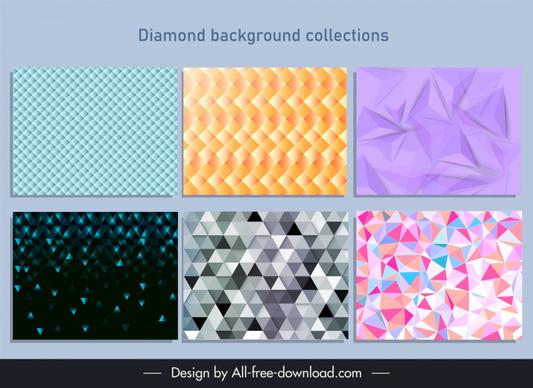 diamond background templates collection elegant illusion design 
