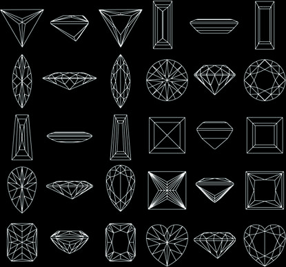 diamond outline shapes vector