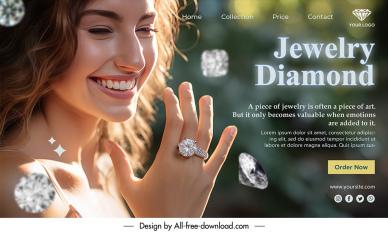 diamond ring landing page template realistic dynamic lady 