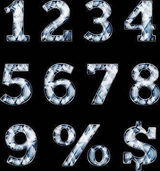 diamond styles numbers and symbol vector