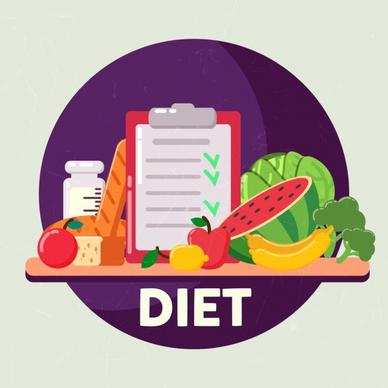 diet banner vegetables checklist food icons