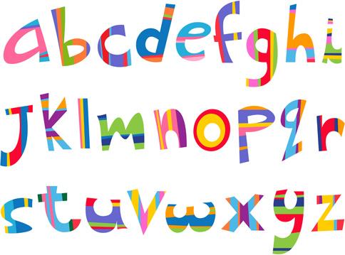different alphabet elements vector graphics