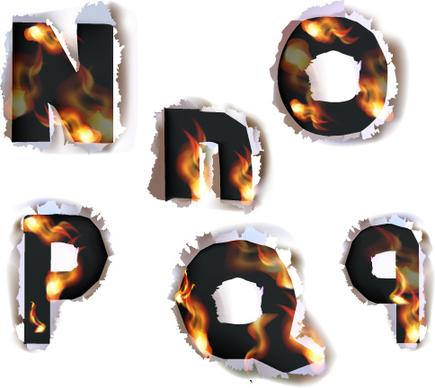 different alphabet fire paper vector