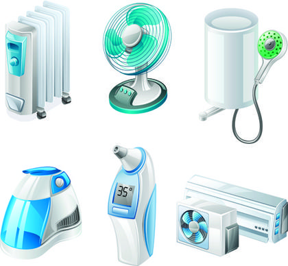 different appliances icon vector set