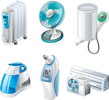 different appliances icon vector set
