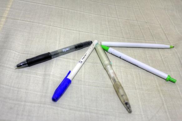 different assorted pens