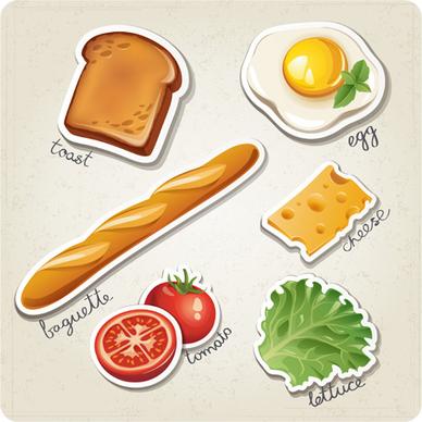 different breakfast food vector icons