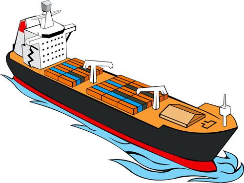different cargo ship design vector graphic