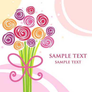 different cartoon flower mix design vector