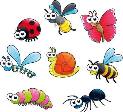 different cartoon insect vector