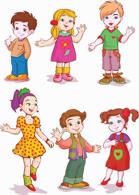 different cartoon kids design vector