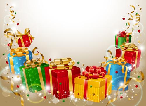 different christmas gifts box design elements vector