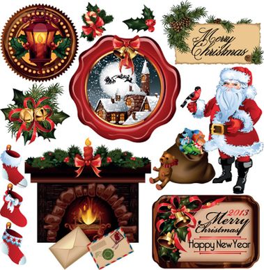 different christmas ornaments illustration vector