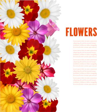 different colored flower with background vector