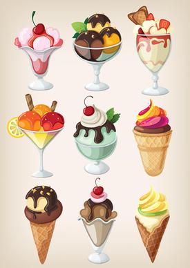 different colored ice cream vector