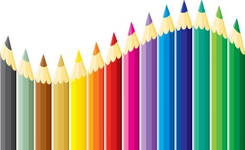 different colored pencil vector set