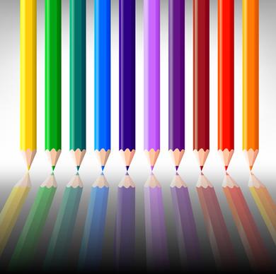 different colored pencil vector set