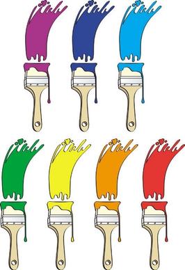 different colors of paint brush 01 vector