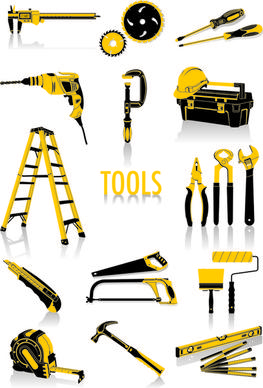 different construction tools set vector