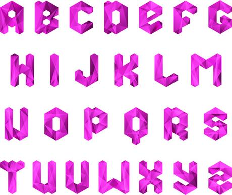 different crystal alphabets mix design vector