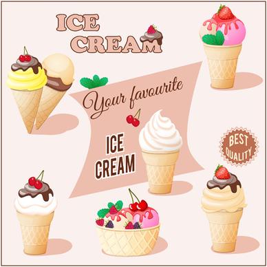 different delicious ice cream vector