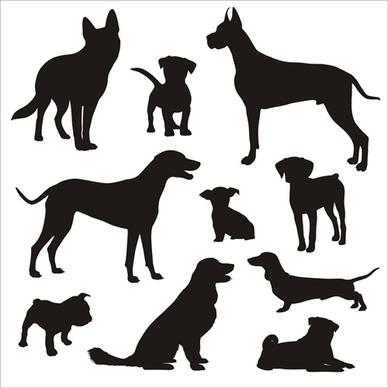 different dog silhouettes vector