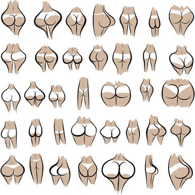 different female buttocks design vector