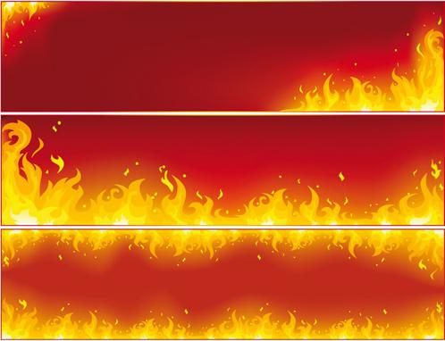 different fire vector illustration set