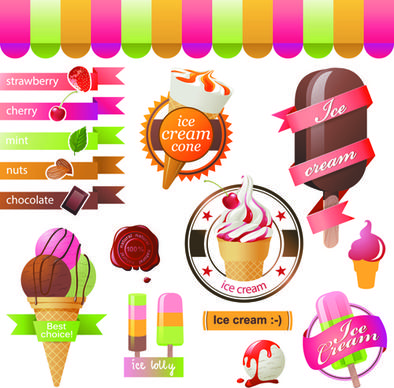 different flavors ice cream vector