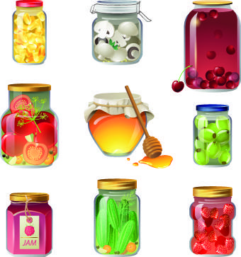 different food objects icons vector