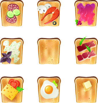 different food objects icons vector