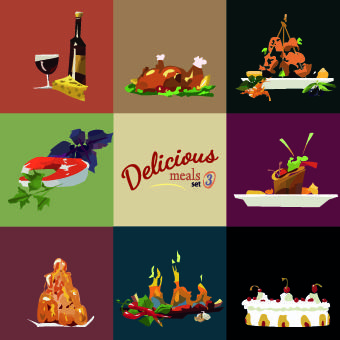 different food objects vector