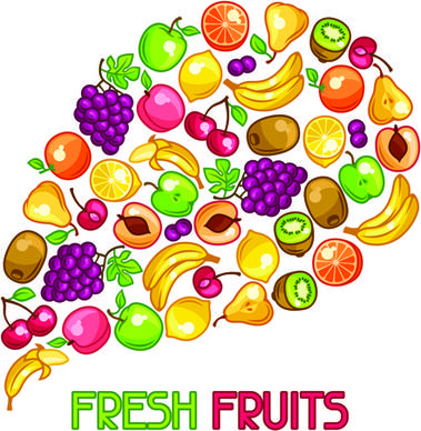different fresh fruit vector background