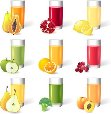 different fruit juice cup vector