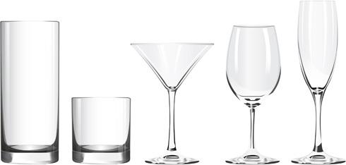 different glass cups vector