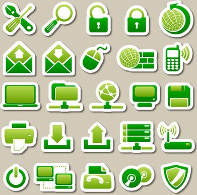 different green icon vector set