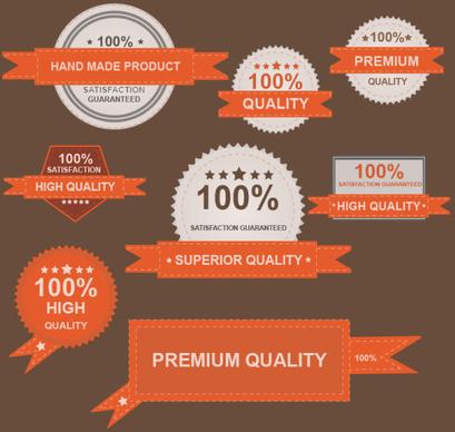 different guaranty quality labels vector set