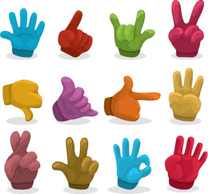 different hand gesture vector set