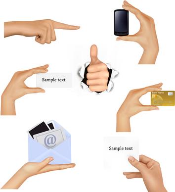 different hands gesture design vector